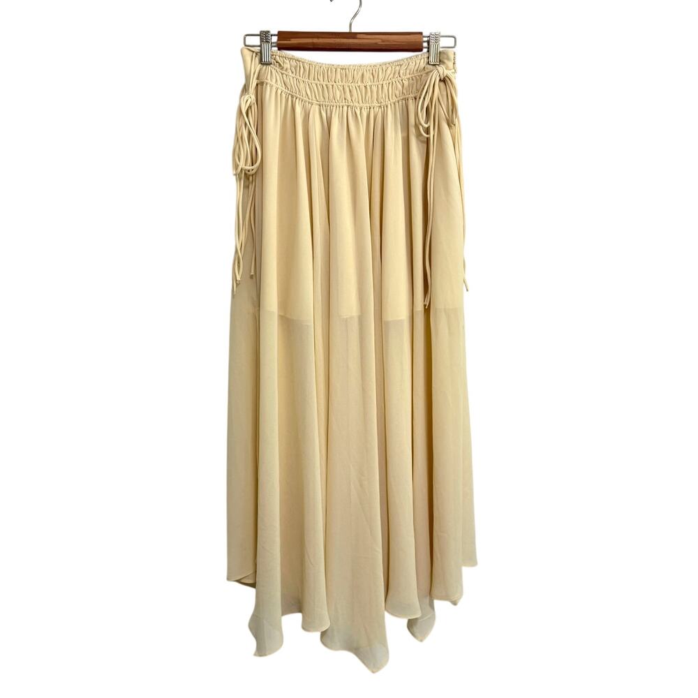 H&M Edition Butter Yellow Chiffon Circle Maxi Skirt 4 Feminine Romantic Flowy